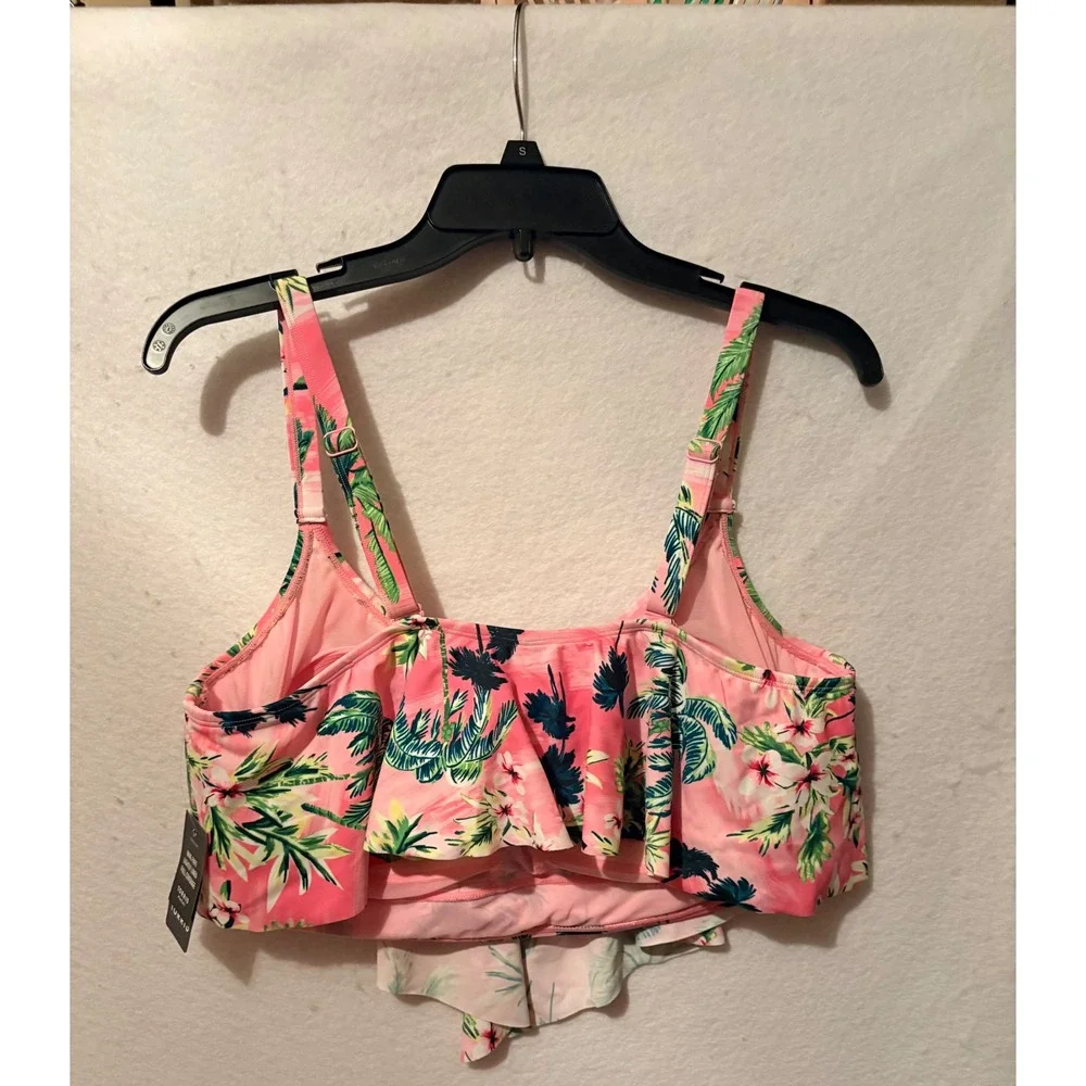 Torrid 2 Tropical Palm Floral Flounce Bikini Top Plus Size 2x 18 20 Wireless NWT